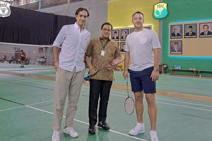 John Terry dan Alessandro Nesta berkunjung ke Pelatnas PBSI Cipayung, Jakarta, Jumat (11/11/2022).