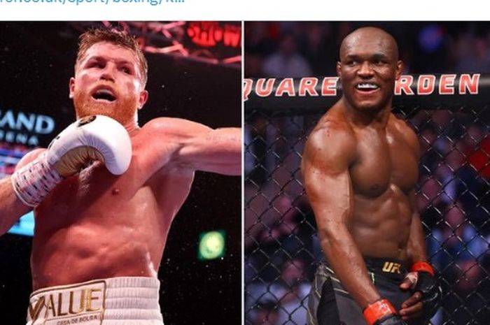 Montase raja tinju dunia, Canelo Alvarez (kiri), dan juara UFC, Kamaru Usman (kanan) yang dikabarkan akan bertanding