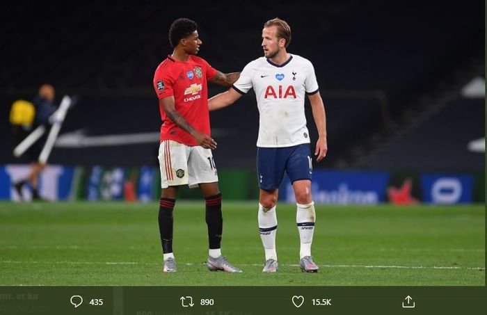 Bomber Tottenham Hotspur, Harry Kane bersama bintang Manchester United, Marcus Rashford.