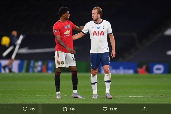 Bomber Tottenham Hotspur, Harry Kane bersama bintang Manchester United, Marcus Rashford.