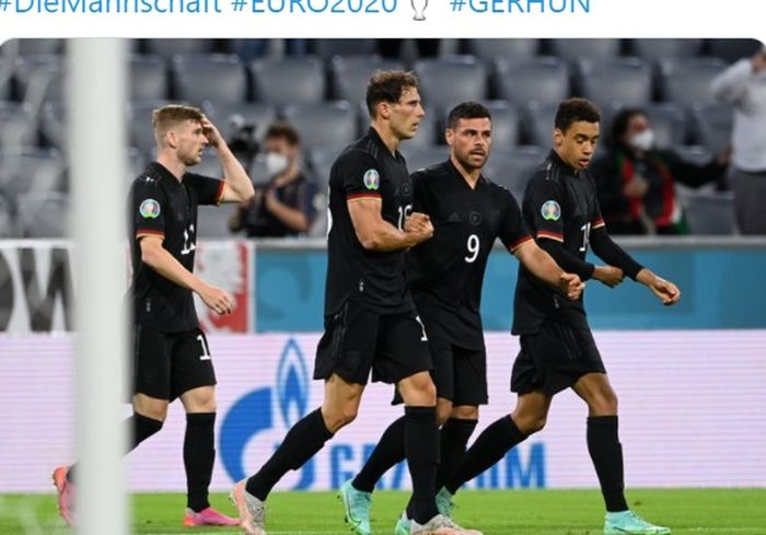 Timnas Jerman melawan Timnas Hungaria di Allianz Arena pada Rabu (23/6/2021) waktu setempat.