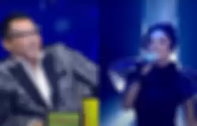 Anang Hermansyah menyaksikan penampilan Krisdyanti di Indonesian Idol