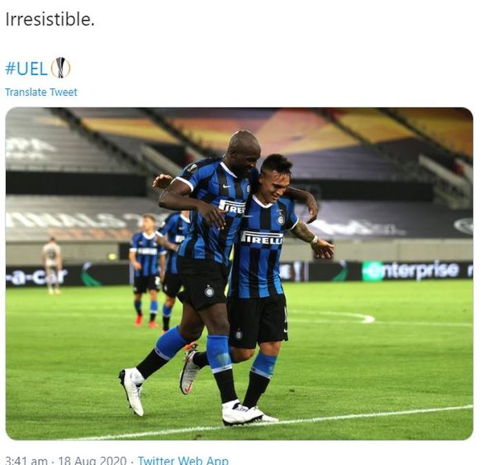 Duet Romelu Lukaku dan Lautaro Martinez yang masing-masing mencetak dua gol membawa Inter manang 5-0 atas Shakhtar Donetsk