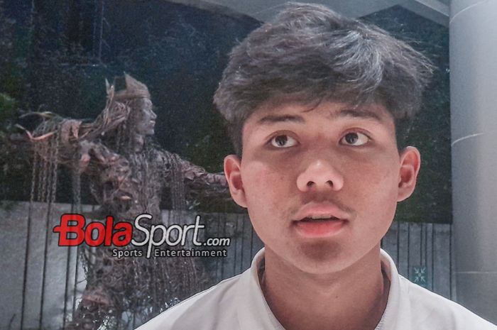 Penyerang timnas U-17 Indonesia, Arkhan Kaka Putra, saat ditemui di Hotel Double Tree, Surabaya, Jawa Timur, Sabtu (18/11/2023).