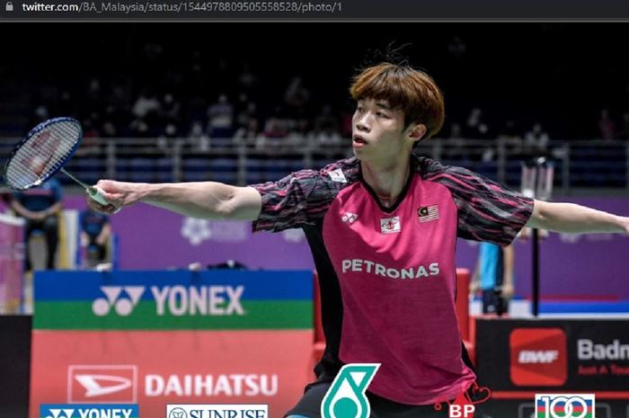 Pemain tunggal putra Malaysia, Ng Tze Yong pada pertandingan 16 besar Malaysia Masters 2022