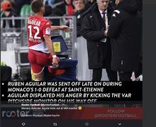 Tak Terima Dikartu Merah, Pemain AS Monaco Ini Tendang Monitor VAR