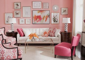 Berkelas dan Ceria, Intip 3 Inspirasi Desain Ruang Tamu Warna Pink