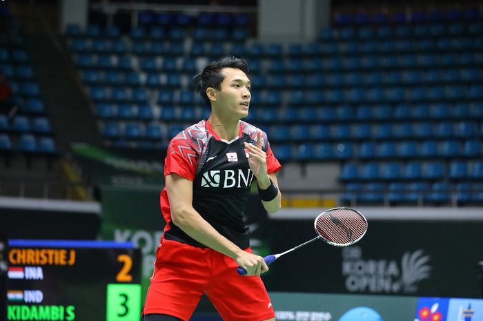 Jonatan Christie saat tampil di semifinal Korea Open 2022.