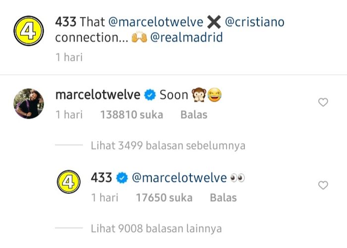 Komentar Marcelo yang menanggapi soal video dirinya dengan Cristiano Ronaldo.