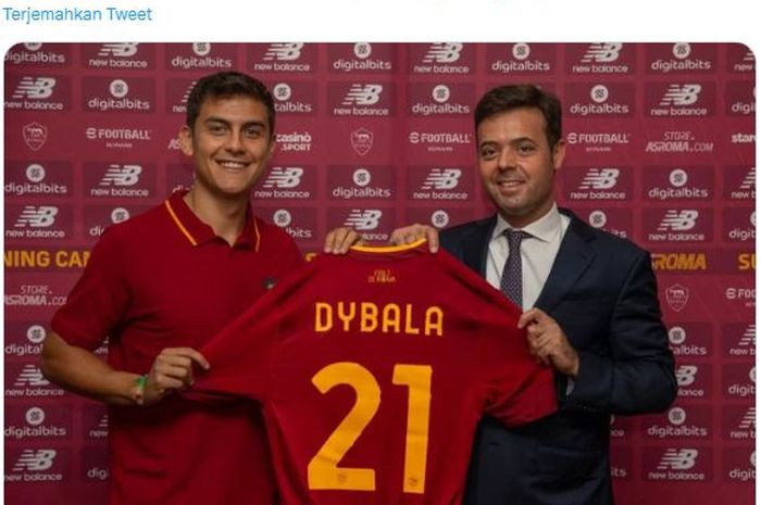 Paulo Dybala resmi menjadi pemain AS Roma dengan kontrak tiga tahun hingga Juni 2025