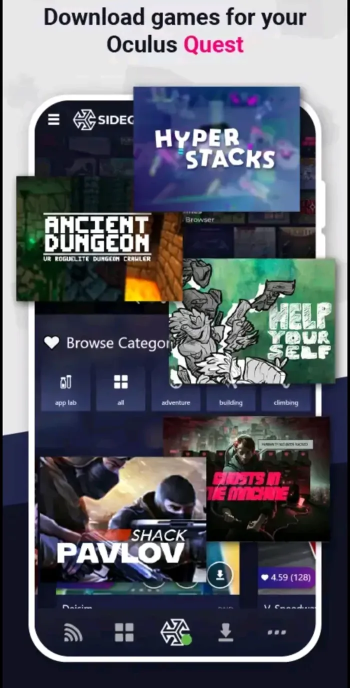 SideQuest will offer hundreds of VR games that can be accessed through Oculus Quest
