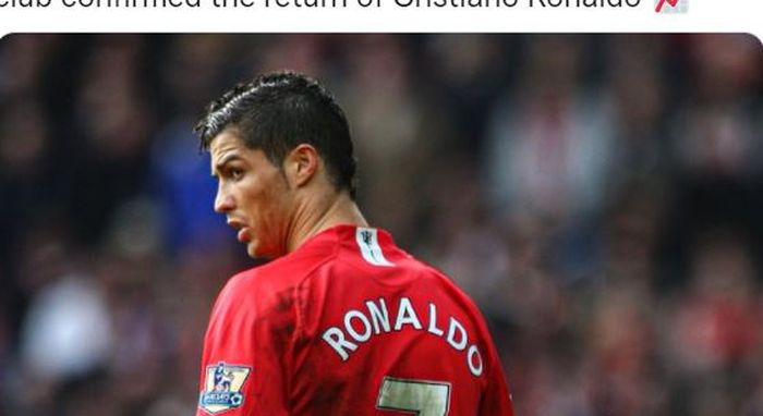 Ekspresi Cristiano Ronaldo saat membela Manchester United.