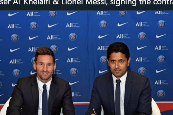 Lionel Messi saat diresmikan sebagai pemain PSG.