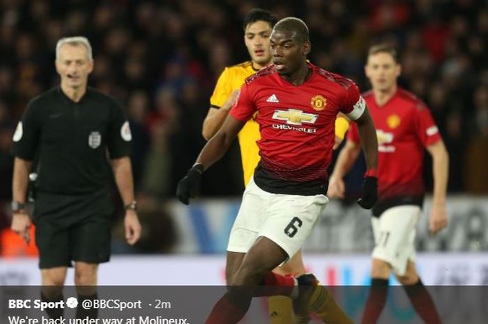 Paul Pogba dalam laga Piala FA antara Wolverhampton Wanderers vs Manchester United, 16 Maret 2019.