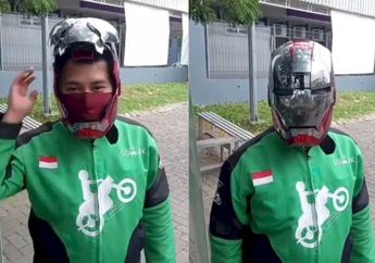 Driver Ojol Gunakan Helm Iron Man Canggih, Ada Masker dan Tombol Otomatis Bukanya!