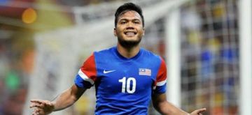 Penyerang Timnas Malaysia, Safee Sali usai membobol gawang Timnas Indonesia di ajang Piala AFF 2010.