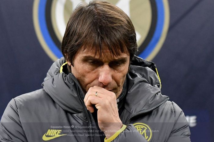 Ekspresi pelatih Inter Milan, Antonio Conte.