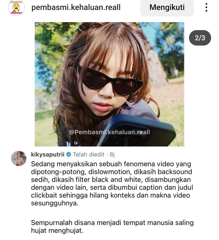 Klarifikasi Kiky Saputri