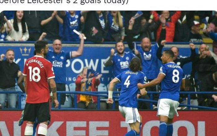 Bek Leicester City, Caglar Soyuncu, merayakan gol ke gawang Manchester United dalam laga Liga Inggris di Stadion King Power, Sabtu (16/10/2021).