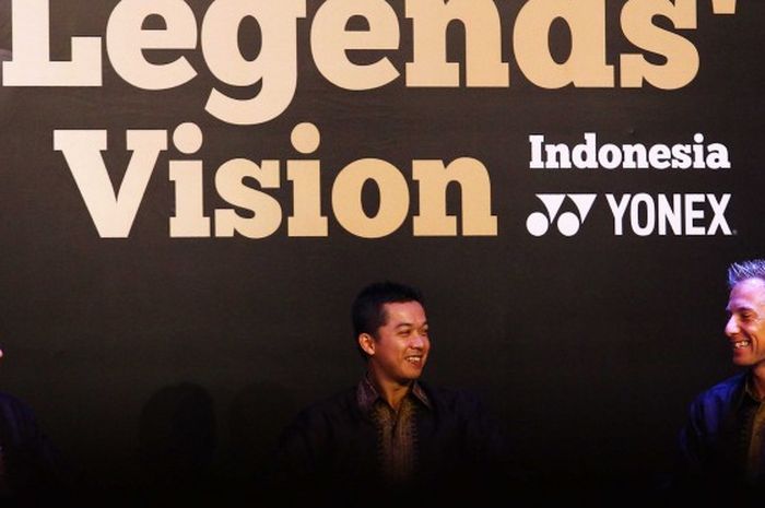 Dari Kiri ke Kanan, Lee Chong Wei, Taufik Hidayat, dan Peter Gade saat menghadiri acara talkshow Yonex The Legends' Vision