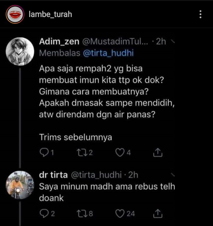 dr Tirta menjawab pertanyaan seputar corona di Twitter