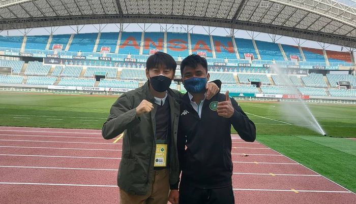 Shin Tae-yong bersama Asnawi Mangkualam