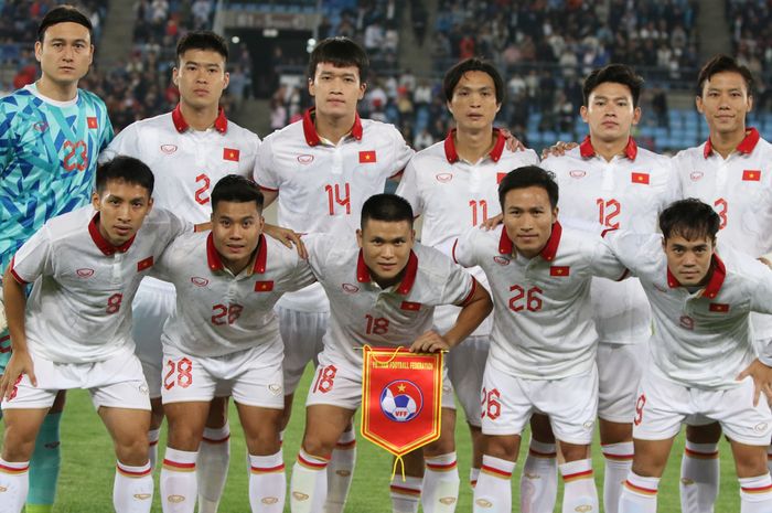 Skuad Timnas Vietnam saat menghadapi tuan rumah China dalam laga persahabatan FIFA Matchday Oktober 2023.