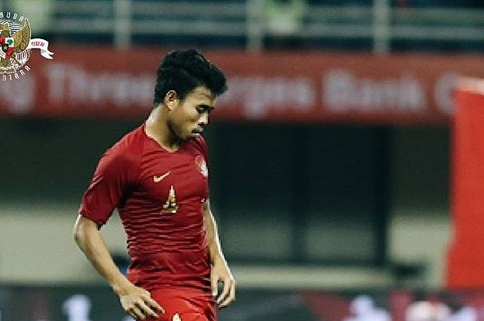 Bek timnas U-23 Indonesia, Nurhidayat, saat membela timnas di CFA International Tournament 2019.