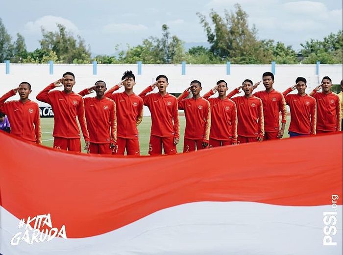 Pemain timnas U-15 Indonesia saat tampil di Piala AFF U-15 2019.