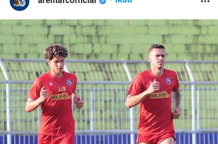 Dua pemain asing, Henrique Bartoli Jardim dan Hugo Gilherme Correa Grillo hadir pada latihan Arema FC, Selasa (18/8/2020) sore