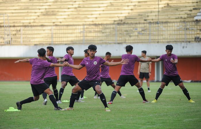 Para pemain timnas U-16 Indonesia saat menjalani latihan di Yogyakarta jelang Piala FF U-16 2022