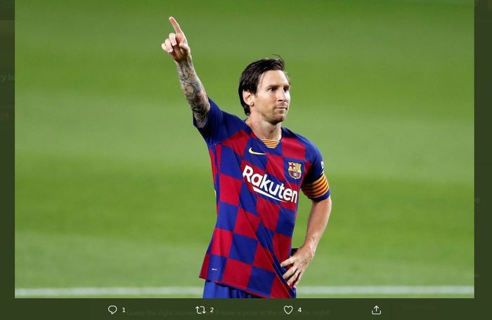 Ekspresi kapten Barcelona, Lionel Messi.