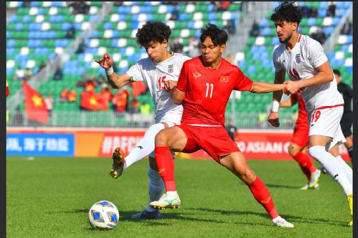 Suasana pertandingan antara Timnas U-20 Vietnam melawan Iran.