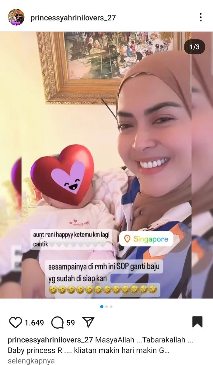 Potret bayi <a href='https://jatim.tribunnews.com/tag/syahrini' title='Syahrini'>Syahrini</a>