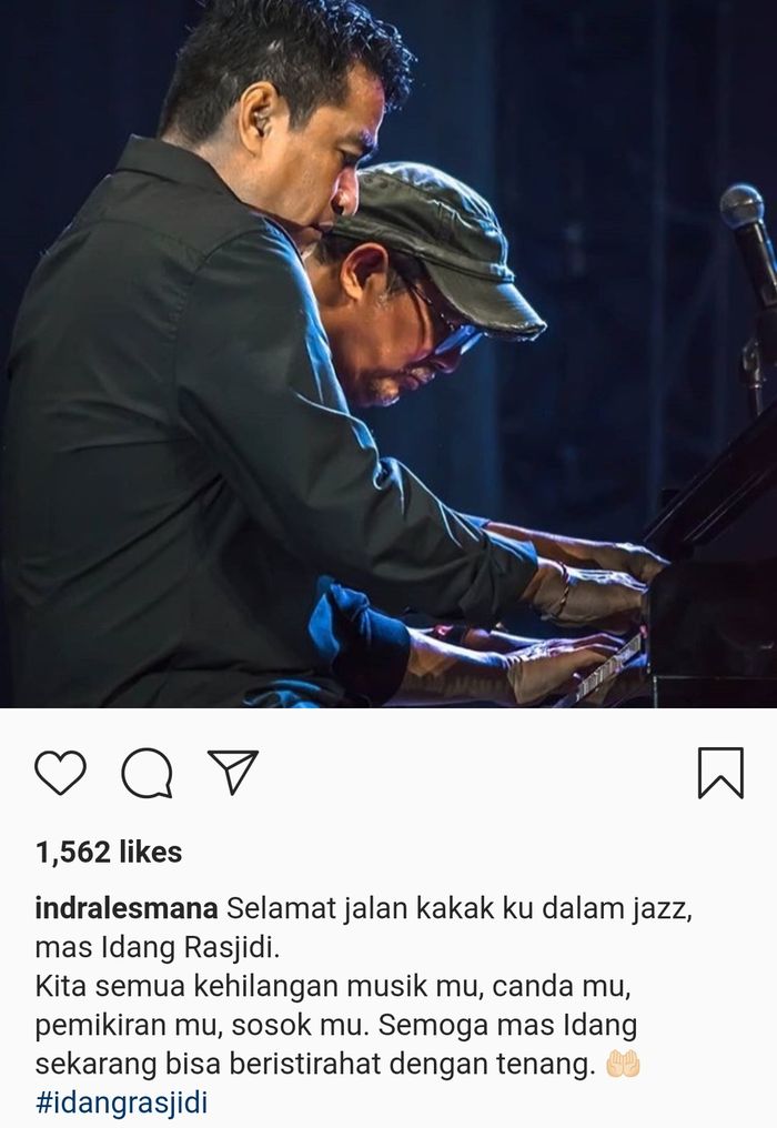 Ucapan duka Indra Lesmana atas kepergian Idang Rasjidi