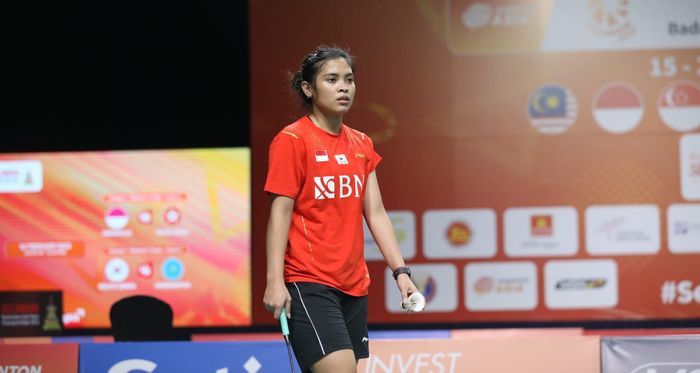 Gregoria Mariska Tunjung saat tampil pada Kejuaraan Beregu Asia 2022, Selasa (15/2/2022)