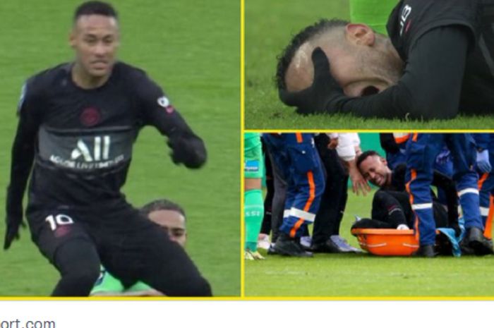 Detik-detik bintang Paris Saint-Germain, Neymar Junior, mengalami cedera horor yang bikin ankle atau pergelangan kaki tertekuk hingga 90 derajat. 