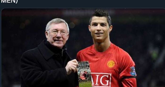 Cristiano Ronaldo bersama Sir Alex Ferguson saat masih di Manchester United.