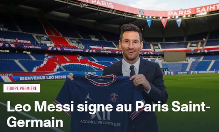 Pengumuman resmi Lionel Messi gabung Paris Saint-Germain di situs klub pada Rabu (11/8/2021) dini hari WIB.