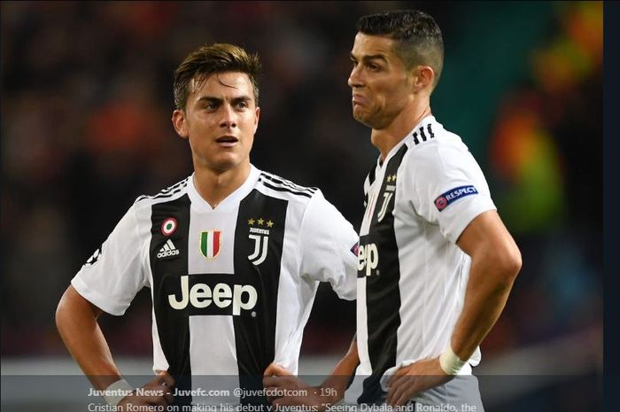 Mantan striker Juventus, Paulo Dybala (kiri), membuat pengakuan terlarang terkait kebencian ke Cristiano Ronaldo (kanan).