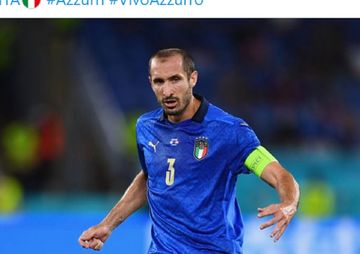 Kapten timnas Italia, Giorgio Chiellini, saat melawan timnas Swiss dalam matchday kedua Grup A EURO 2020 di Stadion Olimpico, Roma, Rabu (16/6/2021) waktu setempat atau Kamis pukul 02.00. 