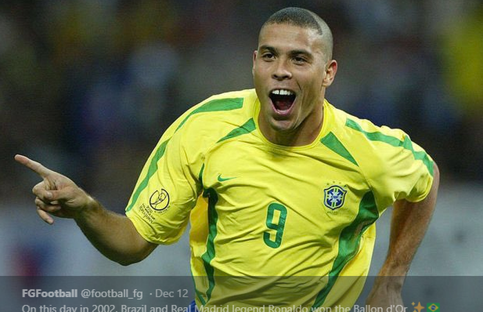 Penyerang legendaris timnas Brasil, Ronaldo Luis Nazario de Lima.