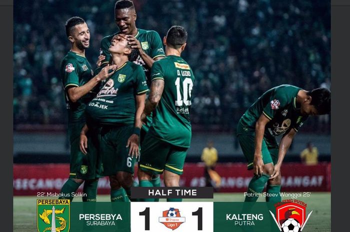 Persebaya bermain imbang 1-1 dengan Kalteng Putra dalam partai pekan kedua Liga 1 2019, 21 Mei 2019.