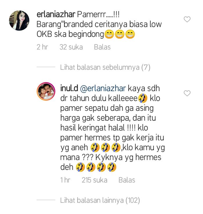 Postingan <a href='https://pontianak.tribunnews.com/tag/inul-daratista' title='Inul Daratista'>Inul Daratista</a> dinyinyiri netizen.