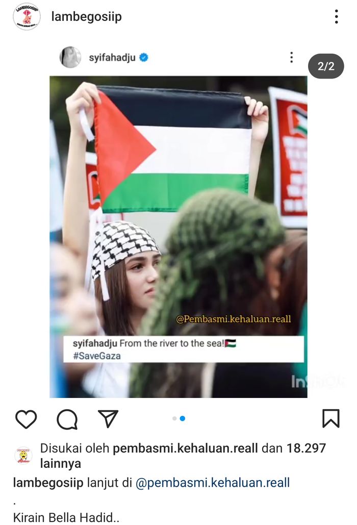 Unggahan Syifa Hadju saat demo bela Palestina
