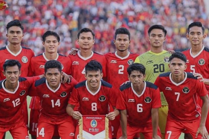 Skuad timnas U-22 Indonesia versus Vietnam pada laga semifinal SEA Games 2023