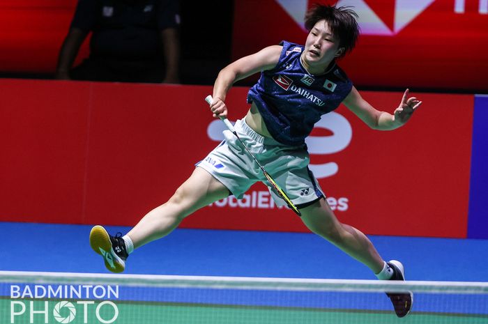 Pebulu tangkis tunggal putri Jepang, Akane Yamaguchi pada pertandingan semifinal Kejuaraan Dunia 2022, Sabtu (27/8/2022)