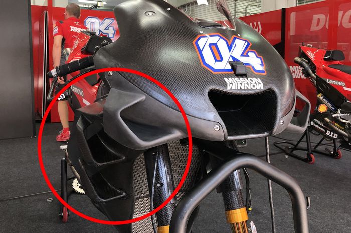 Fairing baru di Motor Ducati Desmosedici di tes pramusim MotoGP 2019, Jumat (8/2/2019) di Sirkuit Sepang, Malaysia.