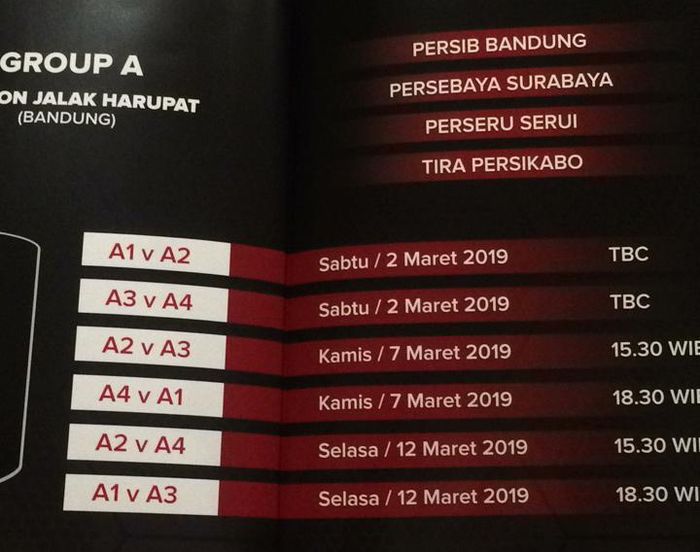 Hasil drawing Grup B Piala Presiden 2019 di Hotel Sultan, Jakarta Pusat, Selasa (19/2/2019).