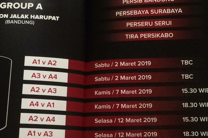 Hasil drawing Grup B Piala Presiden 2019 di Hotel Sultan, Jakarta Pusat, Selasa (19/2/2019).